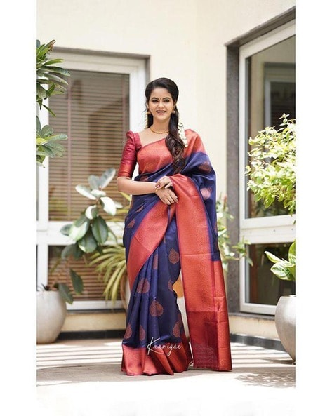 Buy Blue Sarees for Women by Indie Picks Online