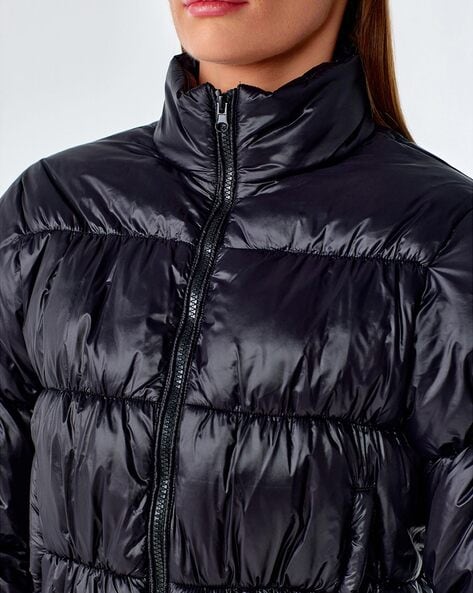 Casual Plain Hooded Puffer Long Sleeve Black Women's Winter Coats (Women's)  - Walmart.com