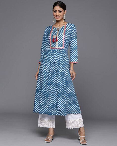 SVARAA Women Lehriya Print A-Line Kurta