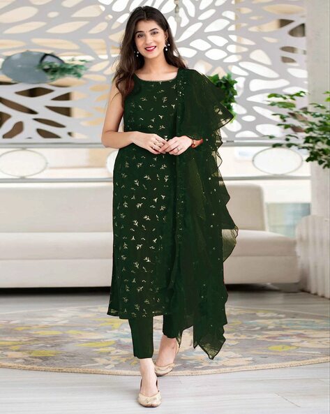 Pure Muslin Unstitched Brown Printed Women Salwar Suit Dress Material –  Stilento