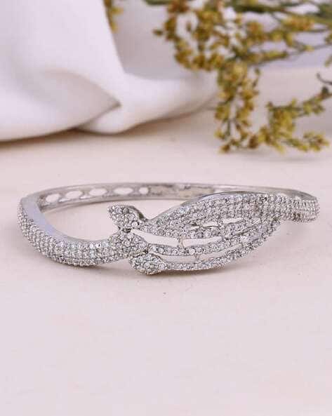 Women Silver-Plated American Diamond-Studded Bracelet