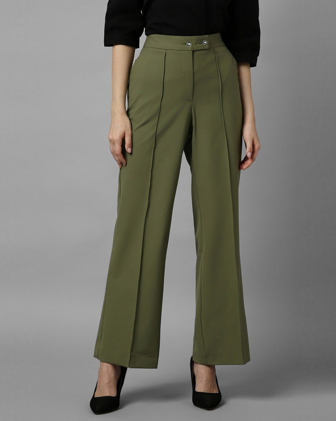 Buy Women Yellow Regular Fit Solid Casual Trousers Online - 918364 | Allen  Solly