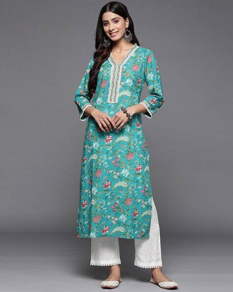 SVARAA Women Floral Print Straight Kurta