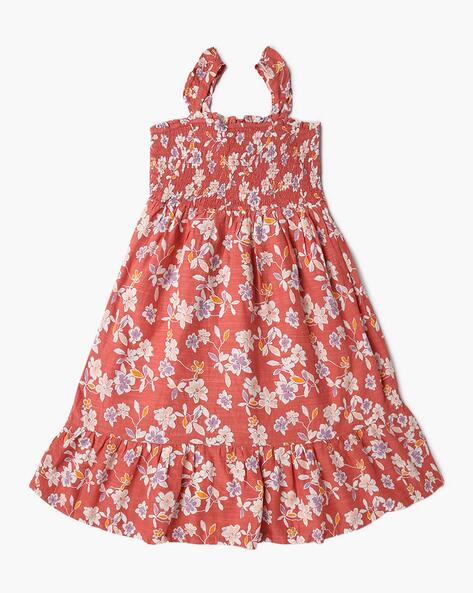 Girls Floral Print Fit Flare Dress