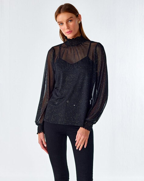 Buy Black Tops for Women by Cover Story Online