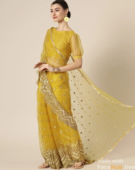 Yellow Saree | Buy Indian Yellow Color Sarees Online | KalaNiketan