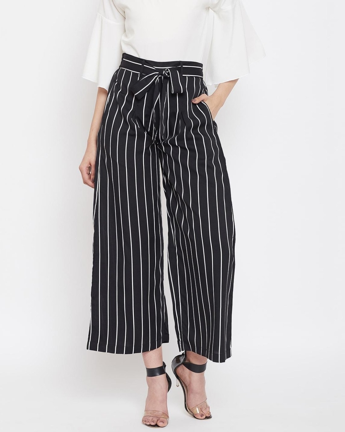 Striped Georgette Wide-Leg Pants | Michael Kors