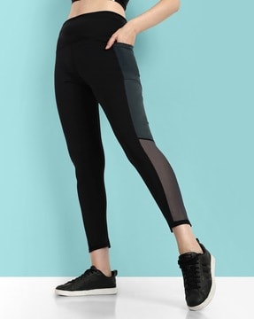 Buy Women Skinny Fit Black Leggings with Contrast Mesh Panel Online at Best  Prices in India - JioMart.