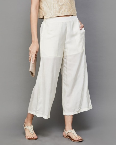 Off-white cotton linen parallel pants by Cyu Store | The Secret Label