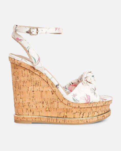 ALDO Women Floral Printed Open-Toe Wedges