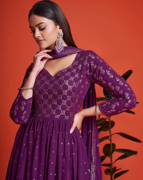 Buy Purple Dress Material for Women by Fashion Basket Online