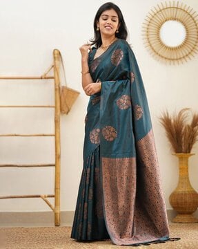 Women Woven Silk Saree with Zari Border