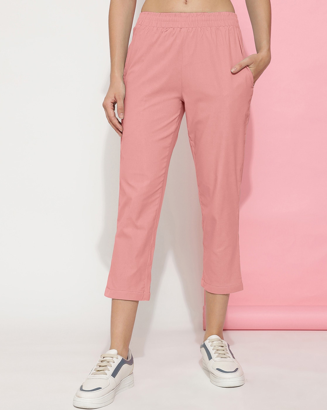 Buy Peach Trousers & Pants for Women by FITHUB Online