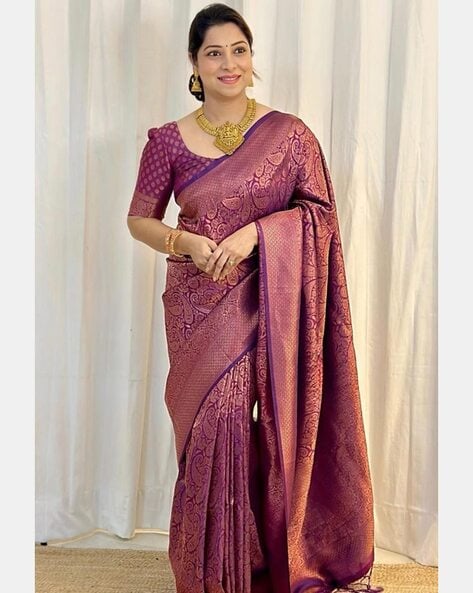 Buy PURPLE Sarees for Women by Indie Picks Online