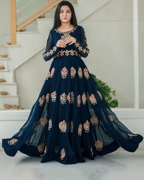 5 Color Embroidered Latest New Designer Ladies Ethnic Wear Gown, Full  Sleeves at Rs 1500 in Surat
