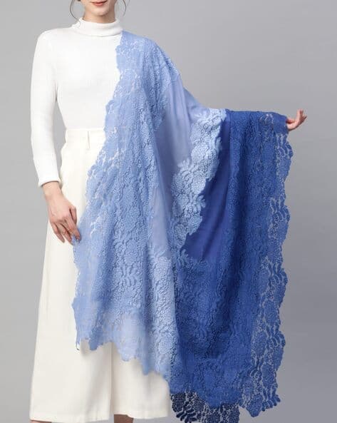 Buy Blue Ombre Shawls Wraps for Women by Modarta Online