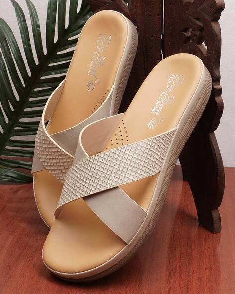 Buy Cream & Brown Flat Sandals for Women by BIG BIRD FOOTWEAR Online