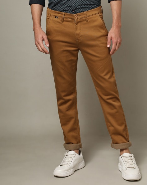 Buy SPYKAR Khaki Cotton Slim Fit Mens Trousers | Shoppers Stop