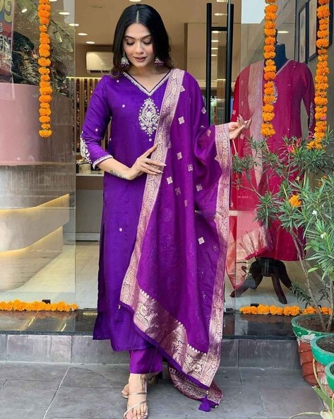 Lilac Satin Patiala Salwar Kameez Dupatta Womens Girls Suits - Etsy |  Simple indian suits, Patiala suit designs, Girl suits