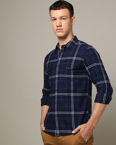 Spykar Men Checked Slim Fit Shirt