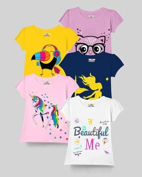 kuchipoo Pack of 5 Graphic Printed Round-Neck T-Shirt-picture-22