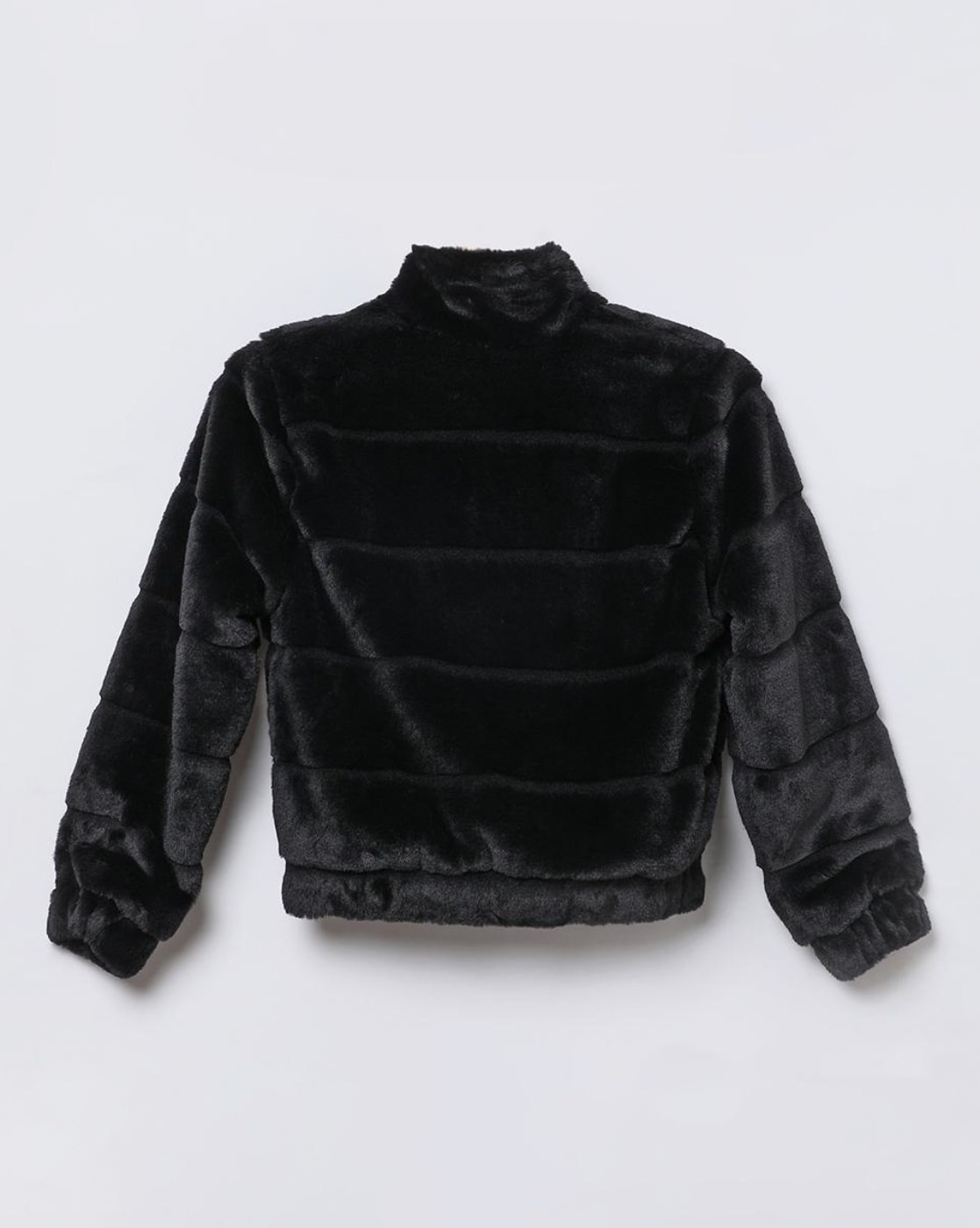 Black velour fashion puffer jacket