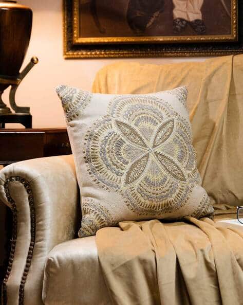 Buy Lush Beyond Embroidered Cushion Cover 20" x 20" Cream