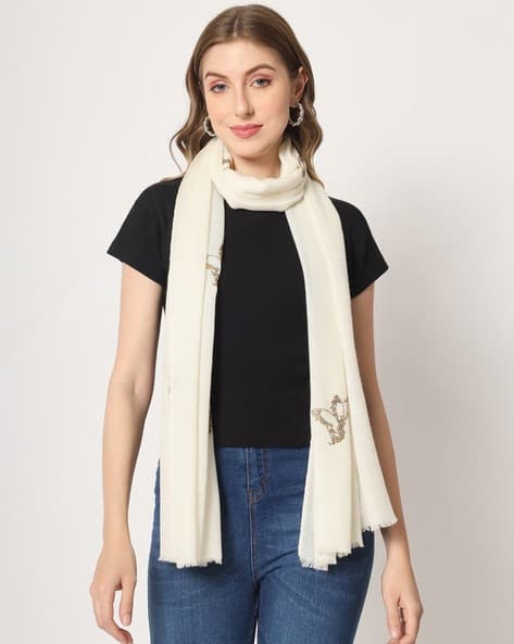 Buy White Shawls Wraps for Women by Modarta Online