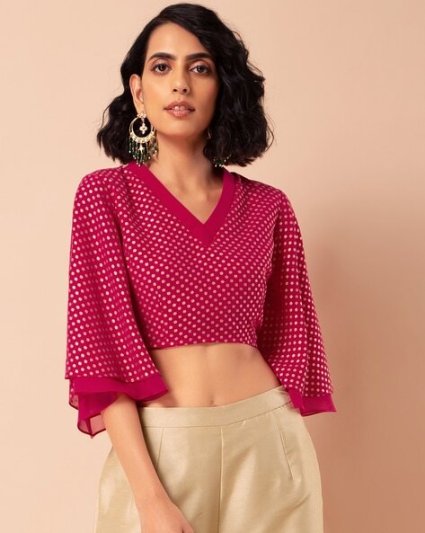 polka dot blouse pink