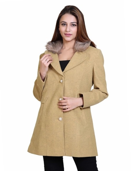 Yellow on sale peacoat women's