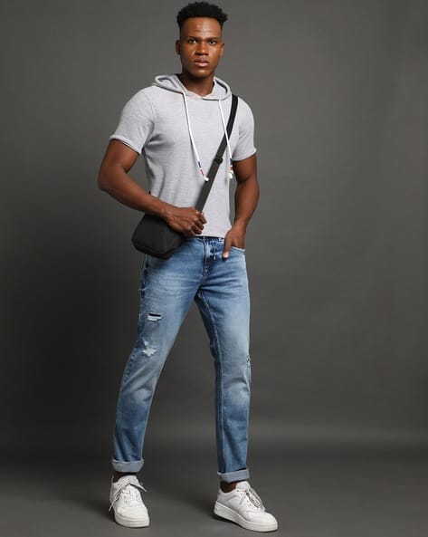 SPYKAR Men Mid-Wash Distressed Low Rise Skinny Fit Jeans