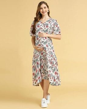 momtobe Women Floral Print Fit & Flare Dress-picture-49