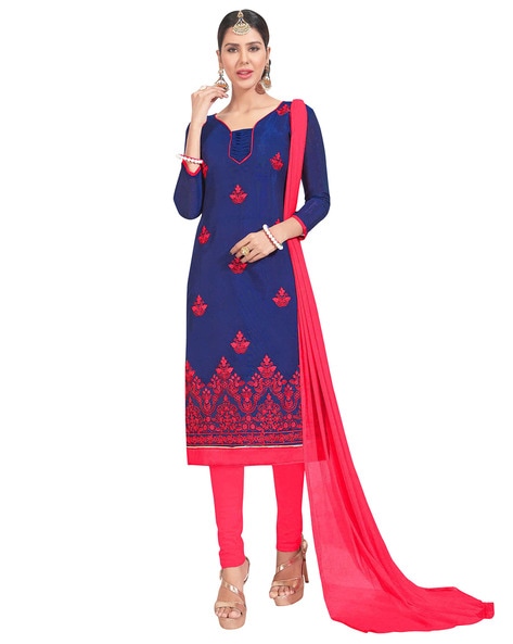 Women Embellished & Embroidery 3-Piece Unstitched Dress Material Price in India