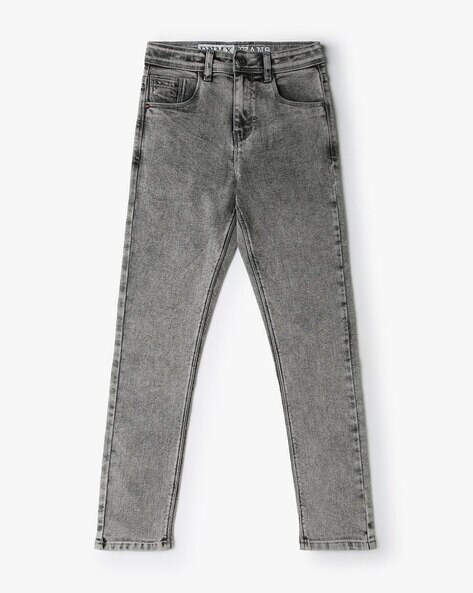 Girls Heavily Washed Slim Fit Jeans