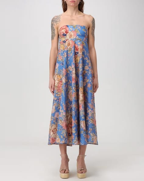zimmermann august strapless linen maxi dress Zimmermann Harmony Strapless Midi, Lemon, Size 3