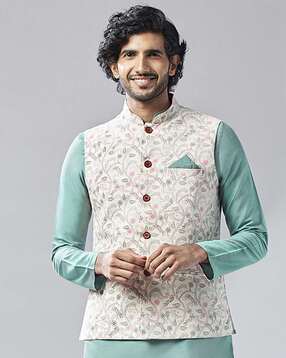 kisah plus Men Leaf Print Regular Fit Nehru jacket-picture-27