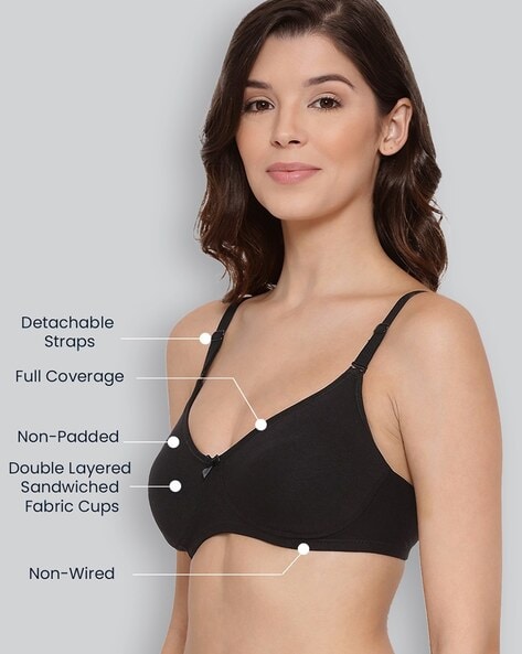 Buy Our Brand Cotton Rich Non Padded, Non Wired Bra with Double Layered  Cups for Women's, Black, Size, 28 at