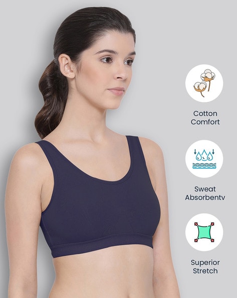 Combed Cotton Sweat Absorbent Stretchable Sports Bra