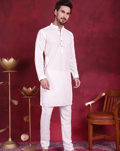 White kurta pajama on sale churidar