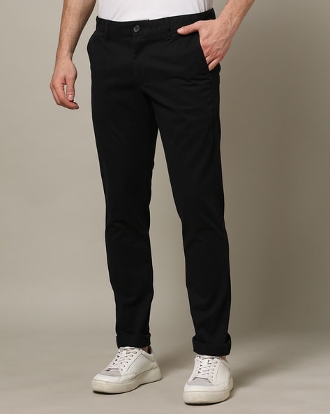 Buy Indian Terrain Black Mid Rise Relaxed Fit Trousers for Men Online @  Tata CLiQ