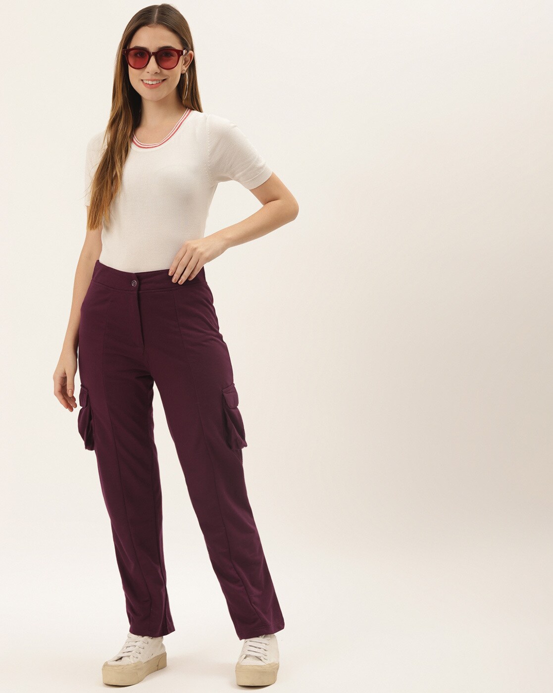 Burgundy Straight Leg Cargo Trouser, Trousers