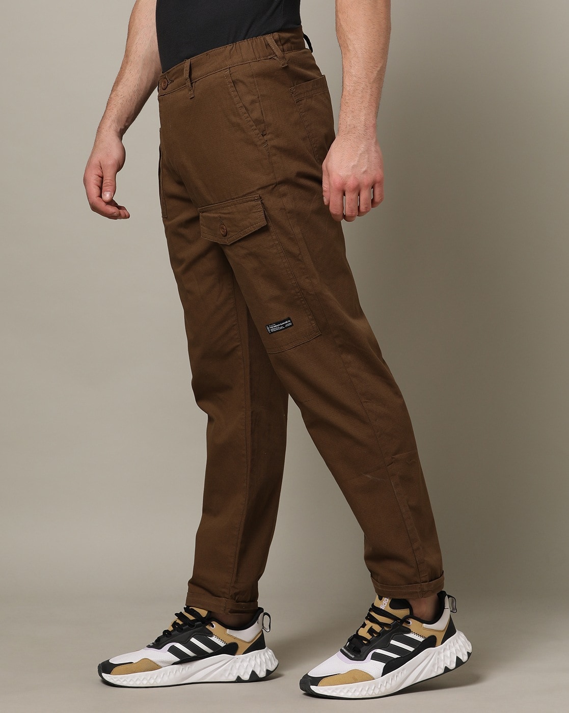 Brown Cargo Pants Men Spring And Summer Pant Casual All Match Solid Color  Painting Cotton Linen Loose Plus Size Trouser Fashion Beach Pockets Pant -  Walmart.com