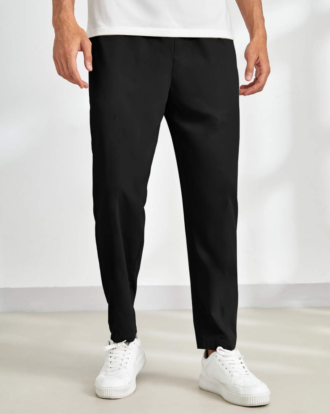 Men Straight Track Pants with Elasticated Waist