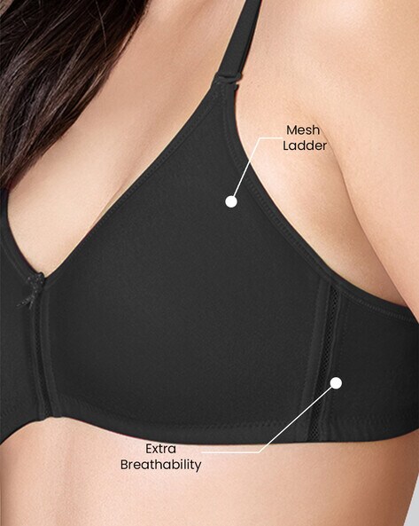 Cotton Rich Mesh Ladder Non-Wired Moulded and Seamless Bra