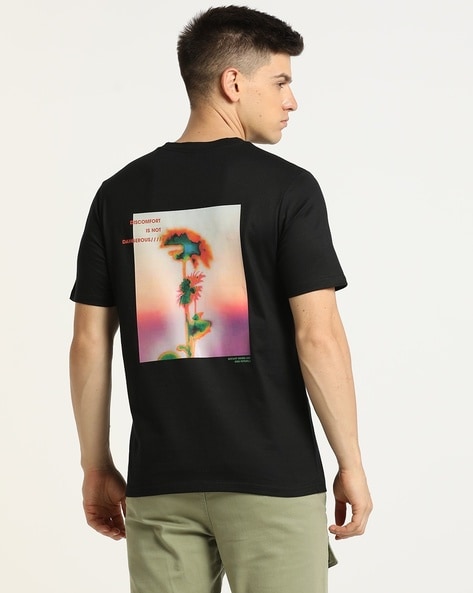 Floral Back Print Blurred T-Shirt