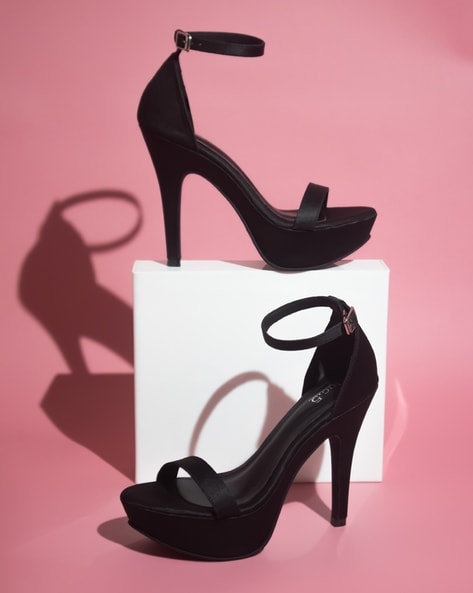 Modest / Simple Black Street Wear Womens Shoes 2020 Ankle Strap 10 cm  Stiletto Heels Pointed Toe Heels