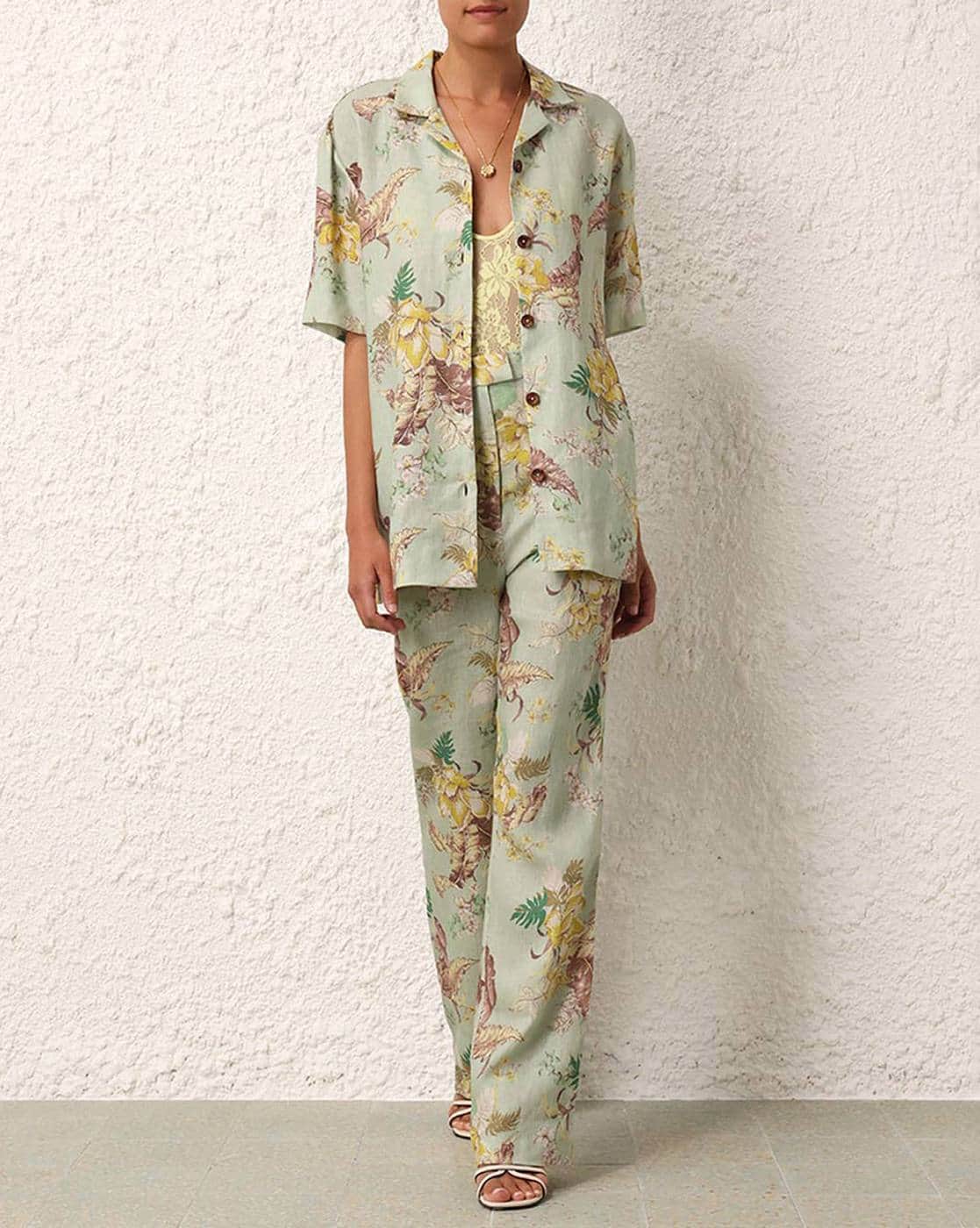 【Zimmermann】MATCHMAKER STRAIGHT LEG PANT ストレートパンツ ZIMMERMANN Matchmaker floral-print linen straight-leg pants