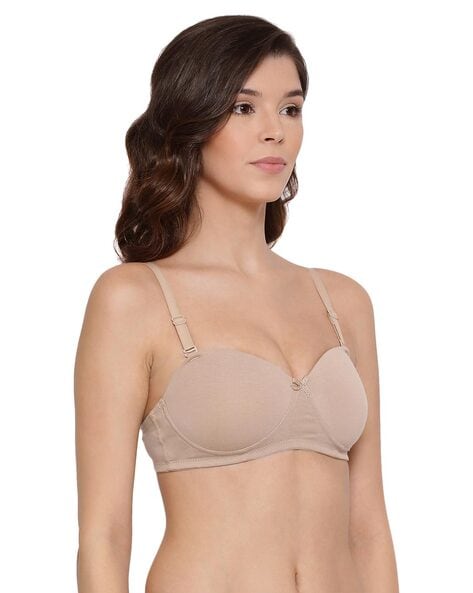 Combed Cotton Seamless Wrinkle-Free Cups Bra with Detachable Strap