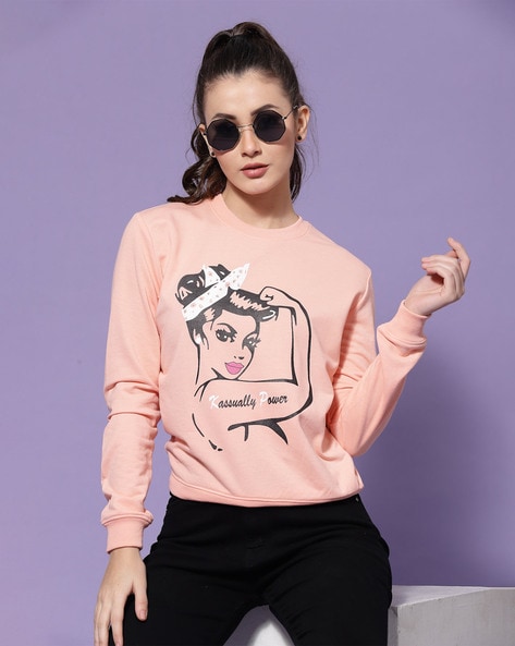 Buy Peach Sweatshirt Hoodies for Women by Kassually Online