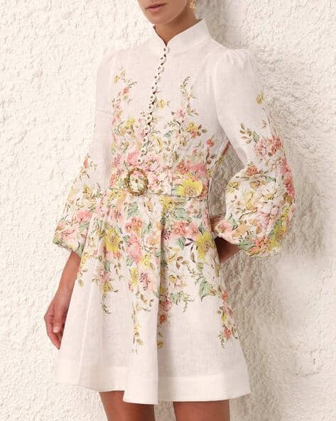 Matchmaker Linen Fit Flare Dress with Waist Belt